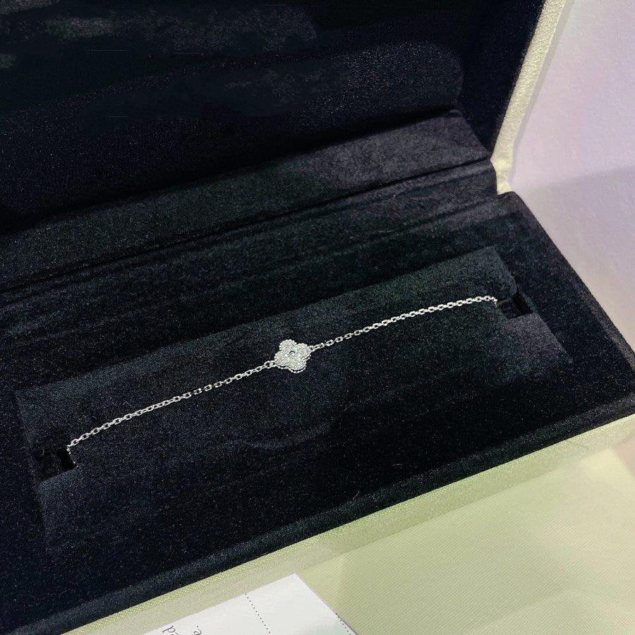 [sparkle Jewelry ]CLOVER  SINGLE FLOWER BRACELET SILVER