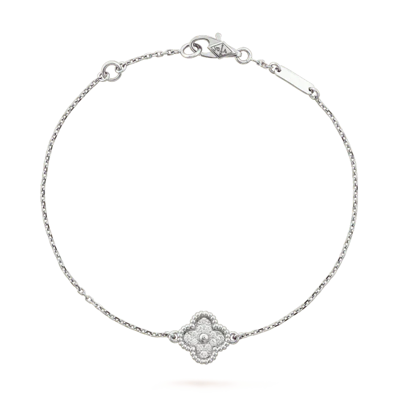 [sparkle Jewelry ]CLOVER  SINGLE FLOWER BRACELET SILVER