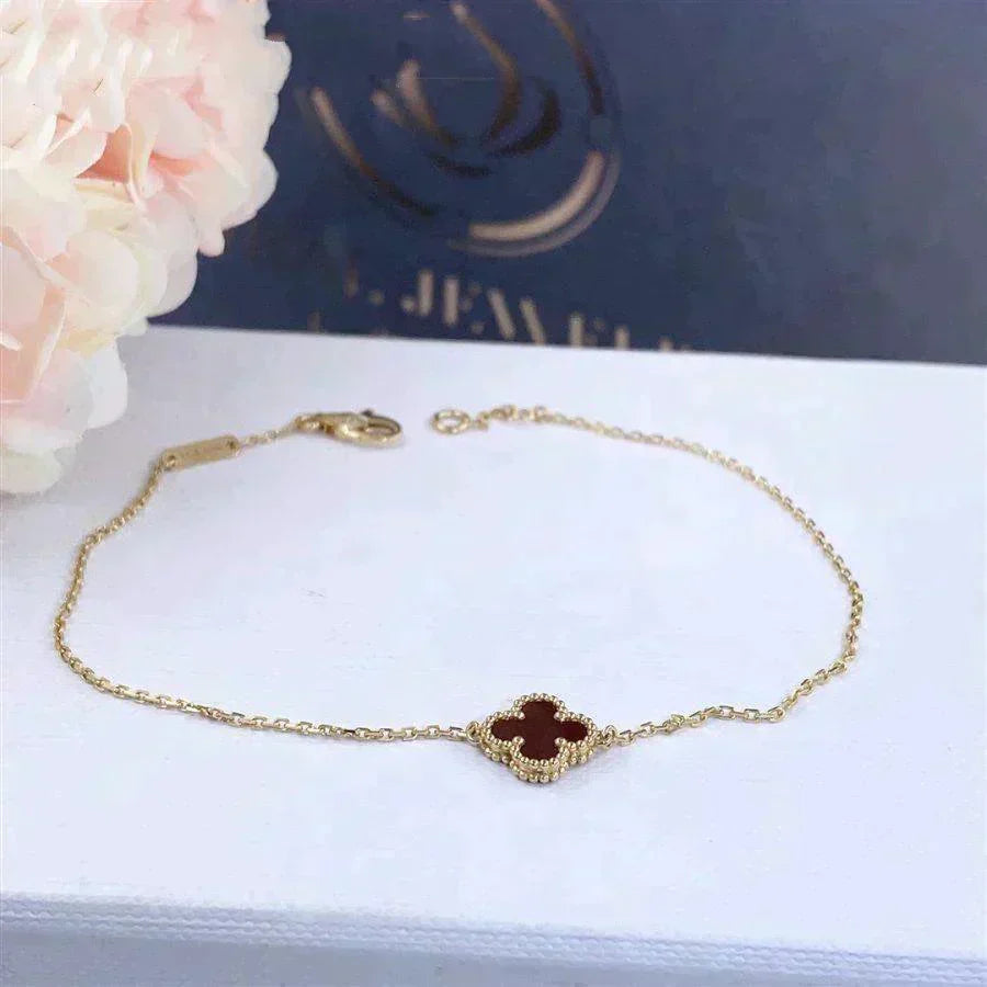 [sparkle Jewelry ]CLOVER  CARNELIAN SINGLE FLOWER BRACELET