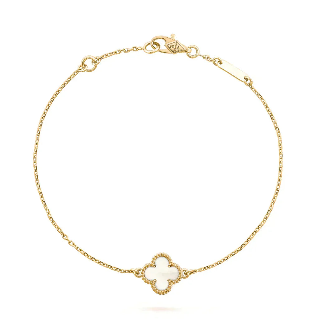 [sparkle Jewelry ]CLOVER WHITE MOP SINGLE FLOWER BRACELET