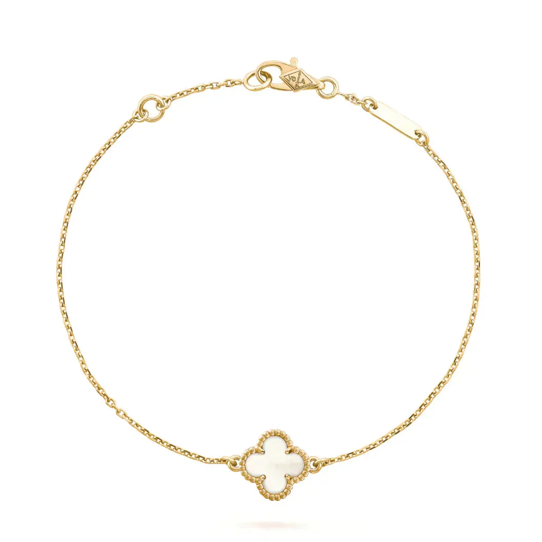 [sparkle Jewelry ]CLOVER WHITE MOP SINGLE FLOWER BRACELET