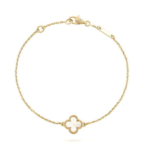 [sparkle Jewelry ]CLOVER WHITE MOP SINGLE FLOWER BRACELET