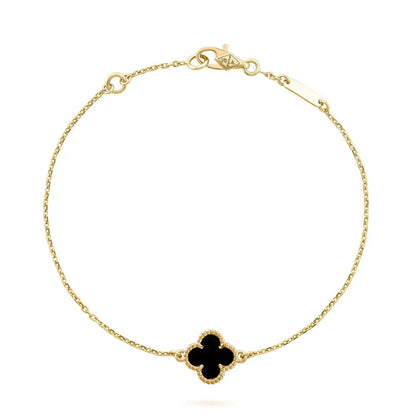 [sparkle Jewelry ]CLOVER ONYX SINGLE FLOWER BRACELET