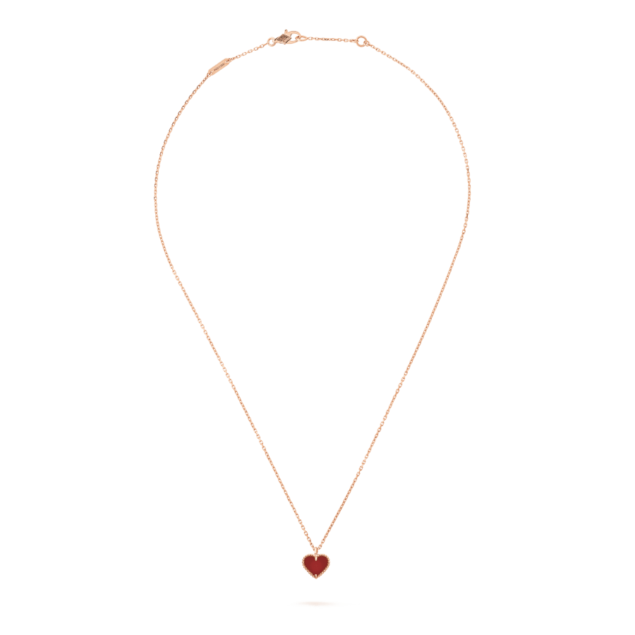[sparkle Jewelry ]SWEET CLOVER CARNELIAN HEART NECKLACE
