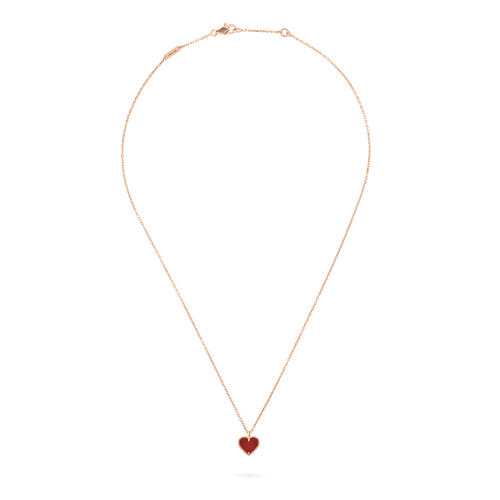 [sparkle Jewelry ]SWEET CLOVER CARNELIAN HEART NECKLACE
