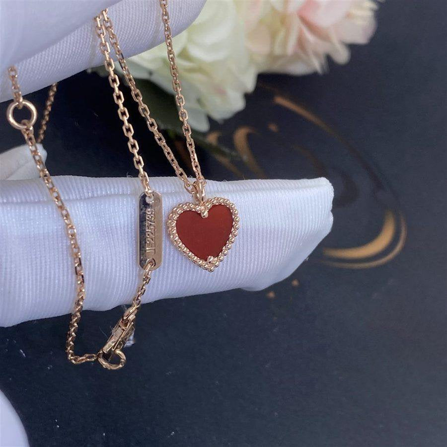 [sparkle Jewelry ]SWEET CLOVER CARNELIAN HEART NECKLACE