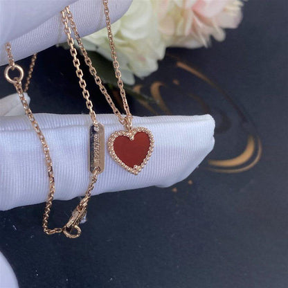 [sparkle Jewelry ]SWEET CLOVER CARNELIAN HEART NECKLACE