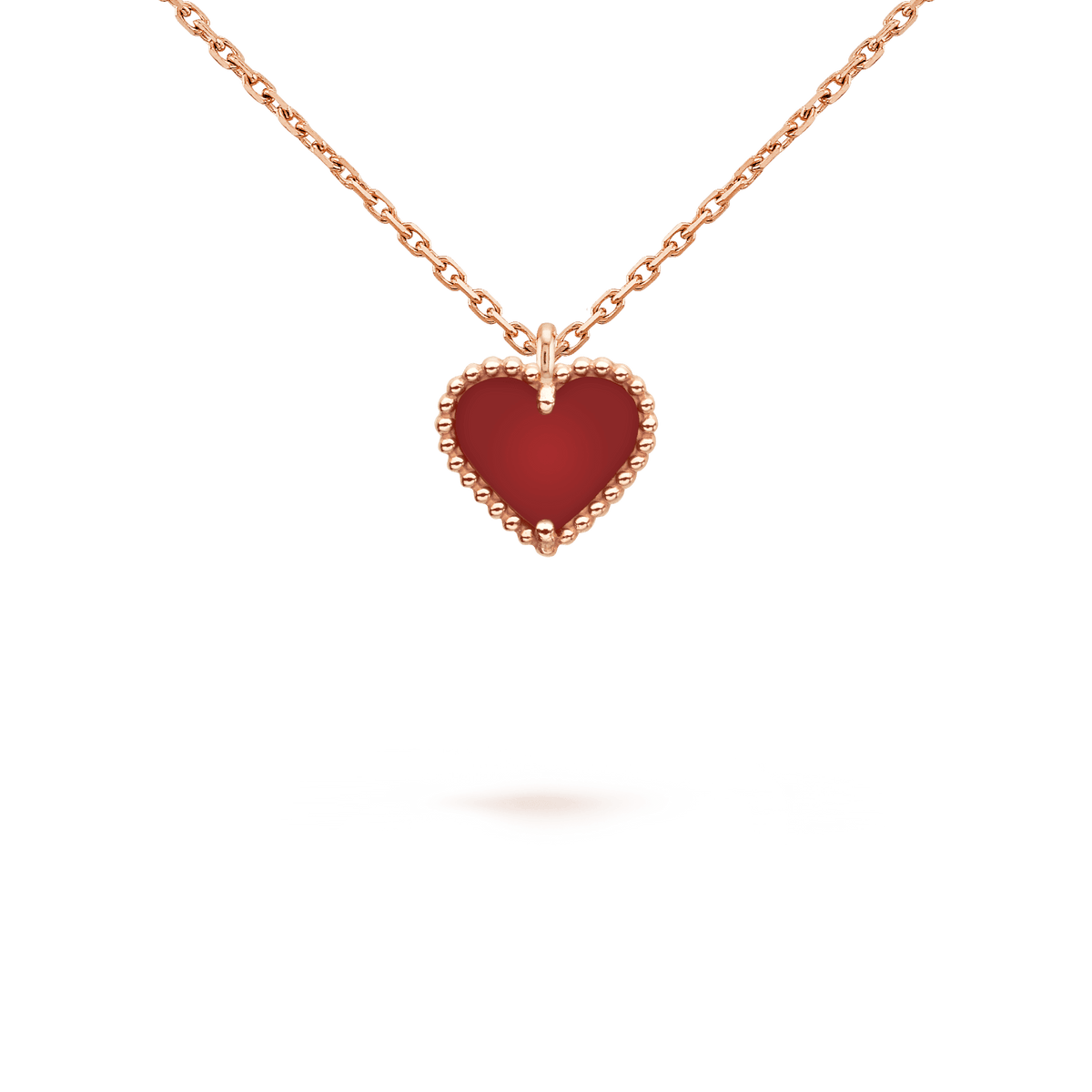 [sparkle Jewelry ]SWEET CLOVER CARNELIAN HEART NECKLACE