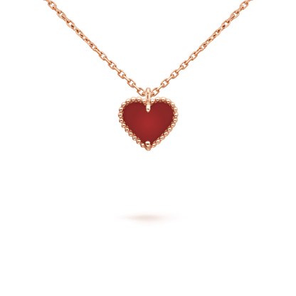 [sparkle Jewelry ]SWEET CLOVER CARNELIAN HEART NECKLACE