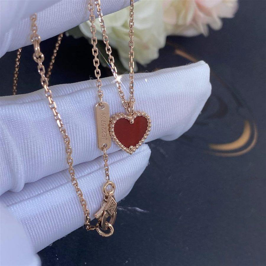 [sparkle Jewelry ]SWEET CLOVER CARNELIAN HEART NECKLACE