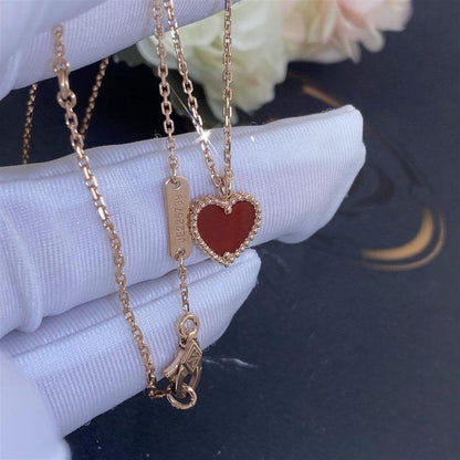 [sparkle Jewelry ]SWEET CLOVER CARNELIAN HEART NECKLACE