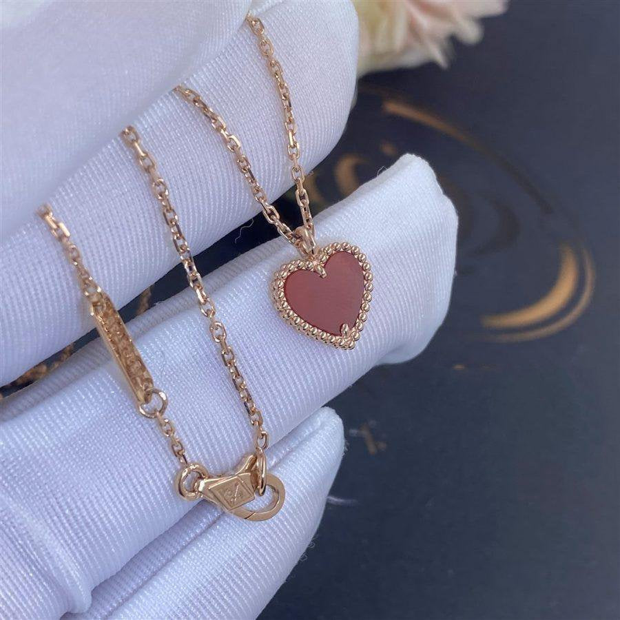 [sparkle Jewelry ]SWEET CLOVER CARNELIAN HEART NECKLACE