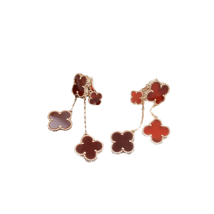 [sparkle Jewelry ]CLOVER EARRINGS CARNELIAN 4 MOTIFS PINK GOLD