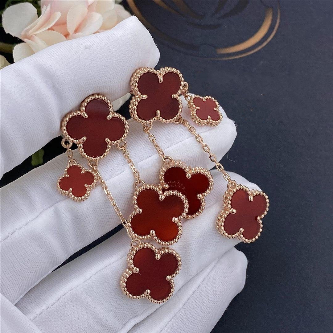 [sparkle Jewelry ]CLOVER EARRINGS CARNELIAN 4 MOTIFS PINK GOLD