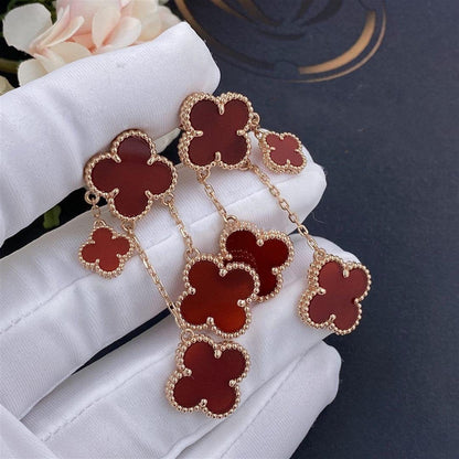 [sparkle Jewelry ]CLOVER EARRINGS CARNELIAN 4 MOTIFS PINK GOLD