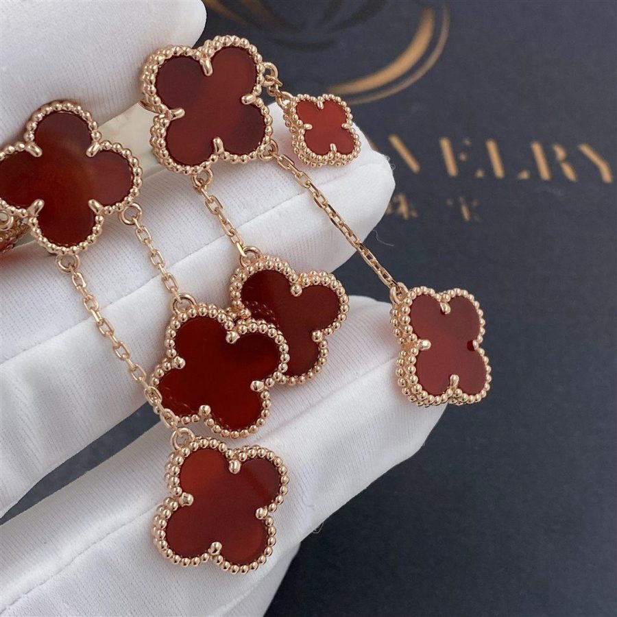 [sparkle Jewelry ]CLOVER EARRINGS CARNELIAN 4 MOTIFS PINK GOLD