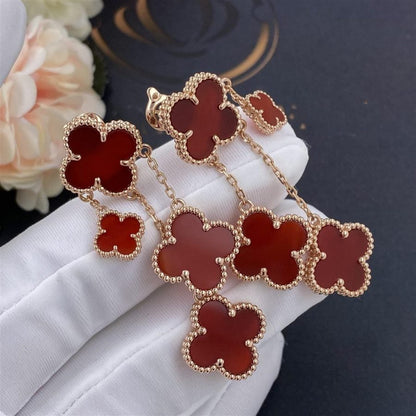 [sparkle Jewelry ]CLOVER EARRINGS CARNELIAN 4 MOTIFS PINK GOLD