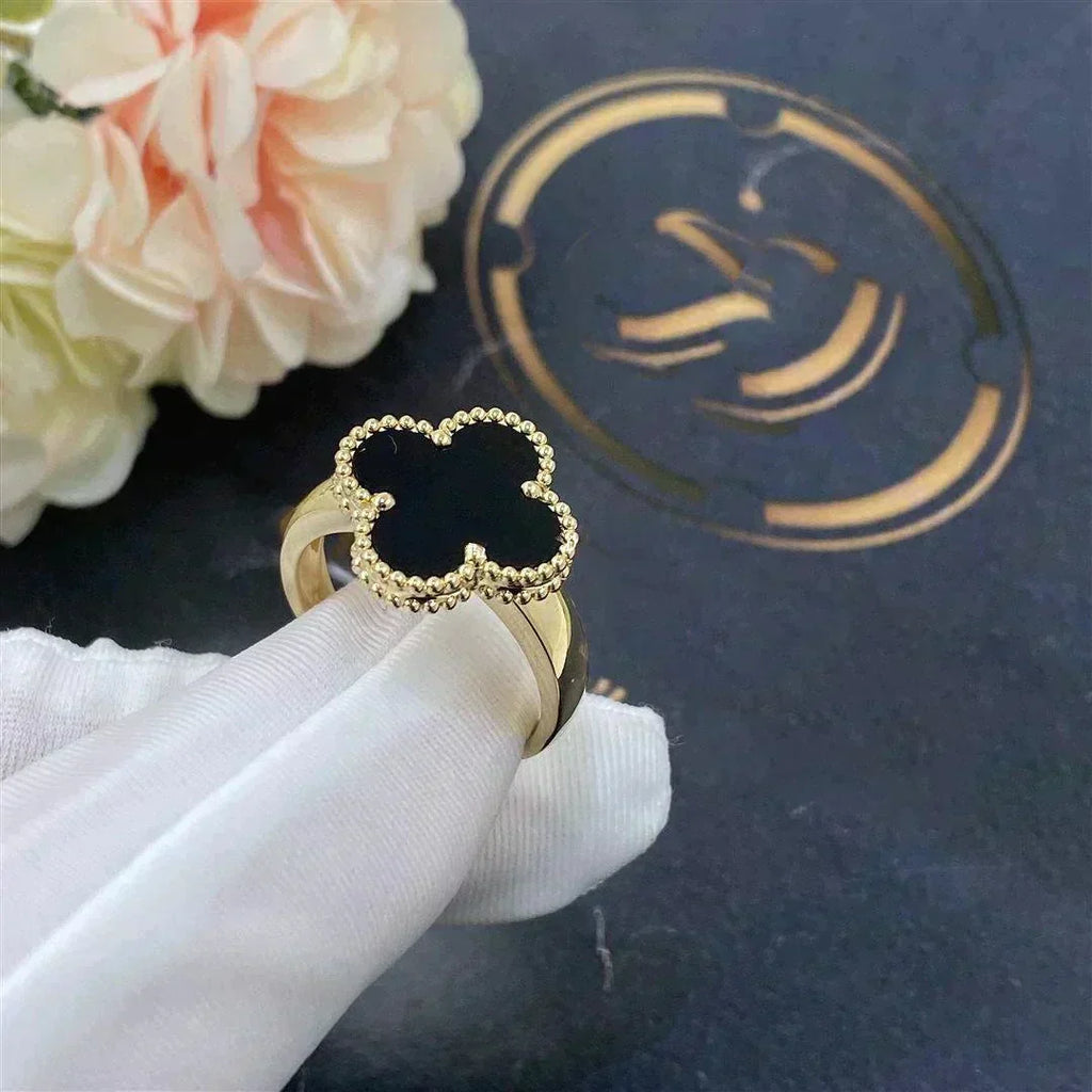 [sparkle Jewelry ]CLOVER ONYX RING