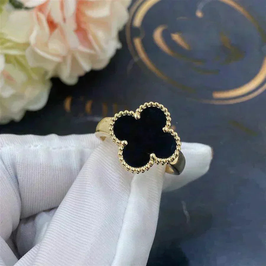 [sparkle Jewelry ]CLOVER ONYX RING