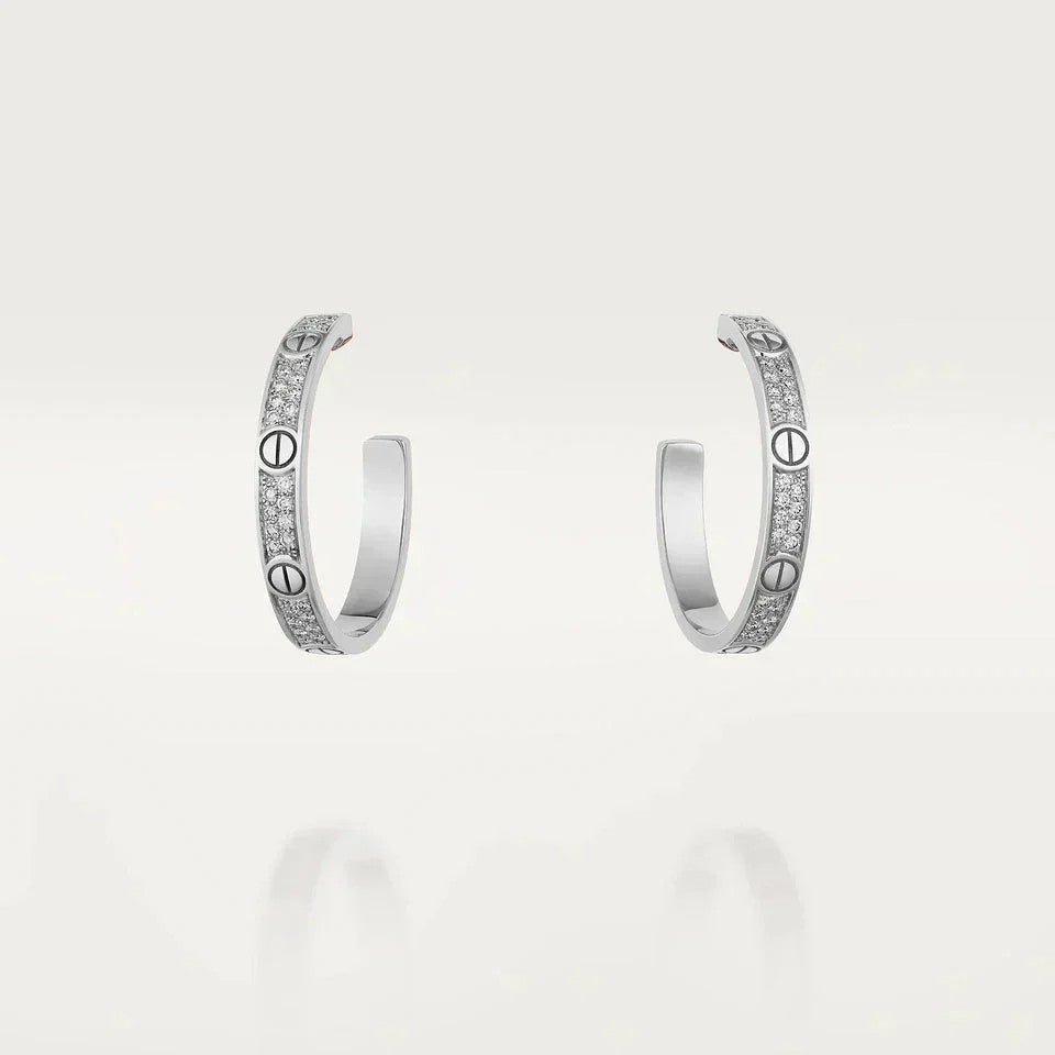 [sparkle Jewelery]LOVE EARRINGS 3.6MM DIAMOND PAVED