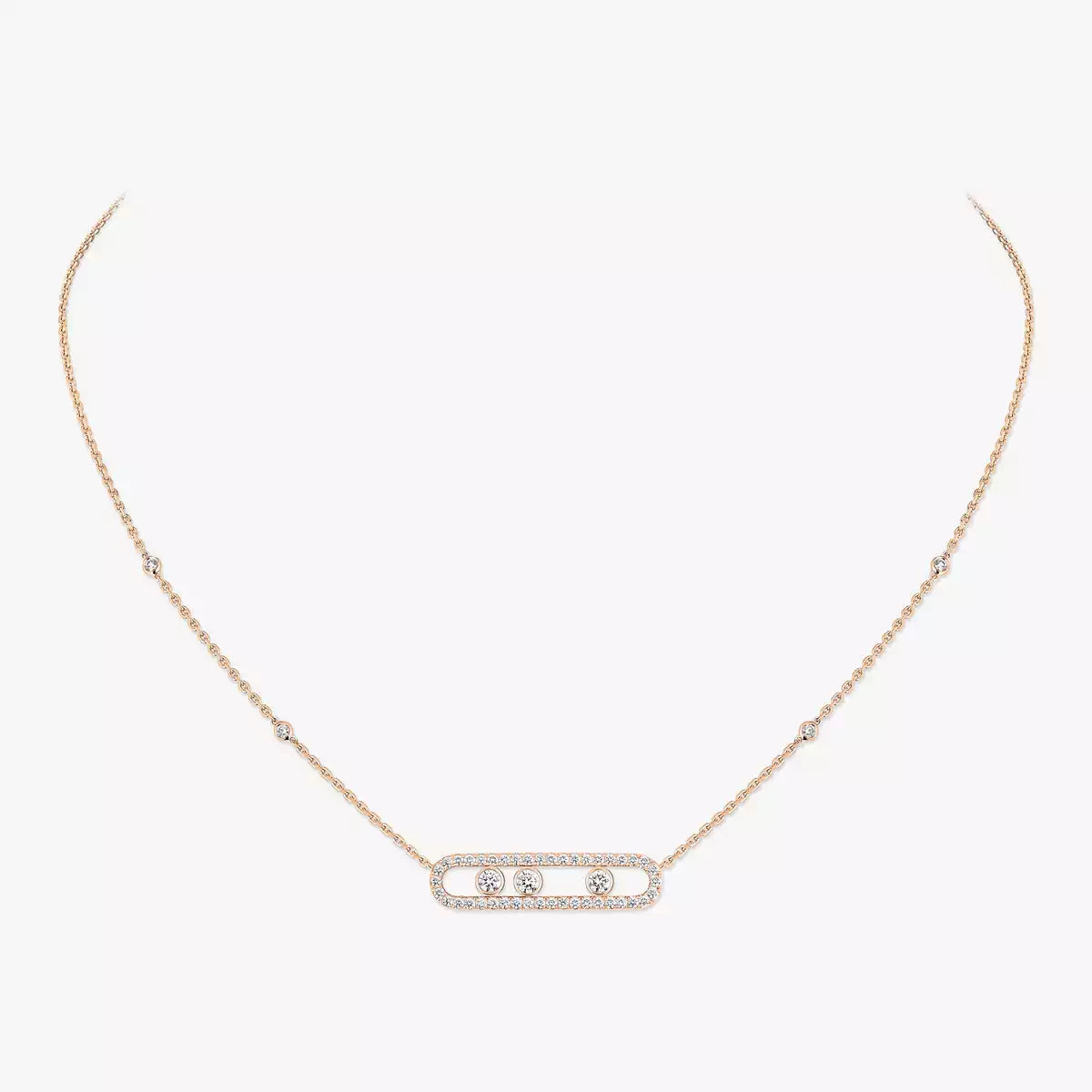[sparkle Jewelry] Move Pave_ Rose Gold Diamond Necklace