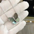 [sparkle Jewelry ]LARGE BUTTERFLY SILVER PENDANT DIAMOND NECKLACE