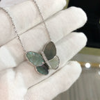 [sparkle Jewelry ]LARGE BUTTERFLY SILVER PENDANT DIAMOND NECKLACE