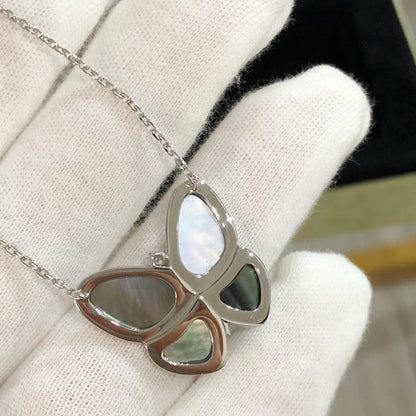 [sparkle Jewelry ]LARGE BUTTERFLY SILVER PENDANT DIAMOND NECKLACE