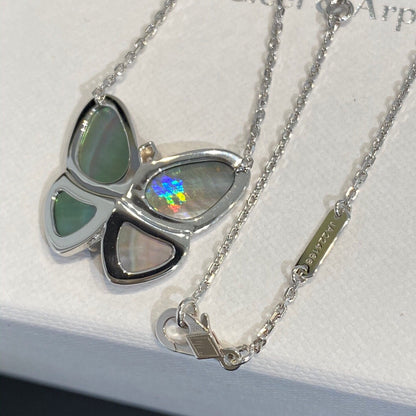 [sparkle Jewelry ]LARGE BUTTERFLY SILVER PENDANT DIAMOND NECKLACE