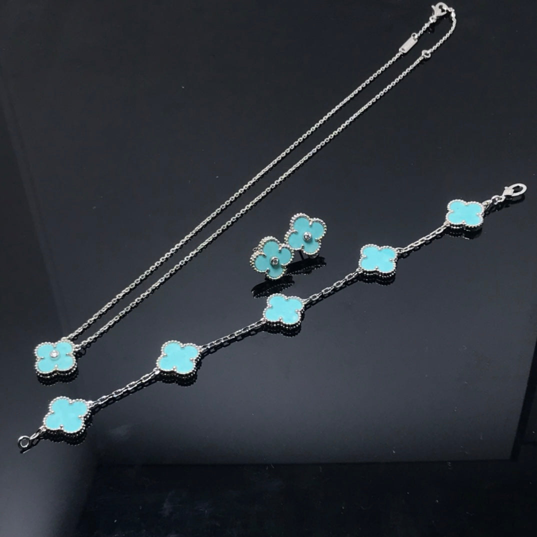 [sparkle Jewelry ]CLOVER 1 DIAMOND BLUE SKY SILVER EARRINGS