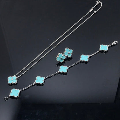 [sparkle Jewelry ]CLOVER 1 DIAMOND BLUE SKY SILVER EARRINGS