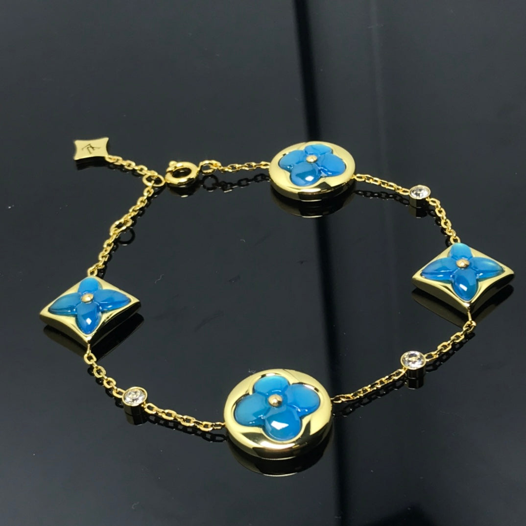 [Sparkle]STAR AND SUN 4モチーフ ブルー ブレスレット