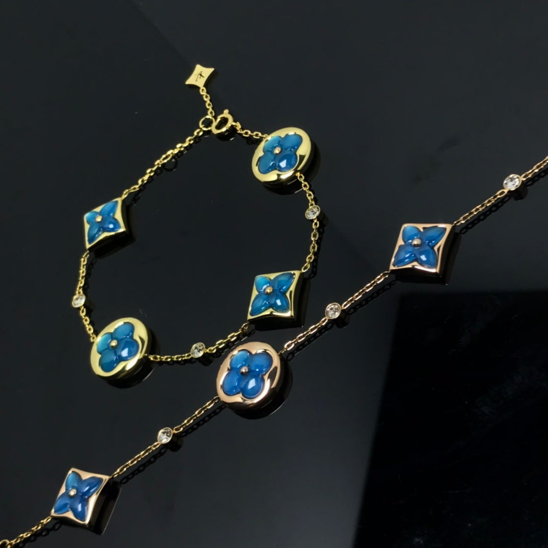 [Sparkle]STAR AND SUN 4モチーフ ブルー ブレスレット