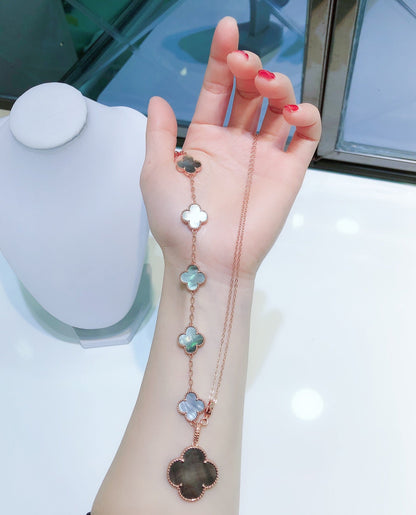 [sparkle Jewelry ]COMBINED BRACELET 5 MOTIFS AND NECKLACE DARK MOP ROSE GOLD