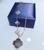 [sparkle Jewelry ]COMBINED BRACELET 5 MOTIFS AND NECKLACE DARK MOP ROSE GOLD