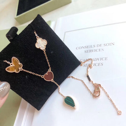 [sparkle Jewelry ]LUCKY SPRING 4 MOTIFS ROSE GOLD NECKLACE