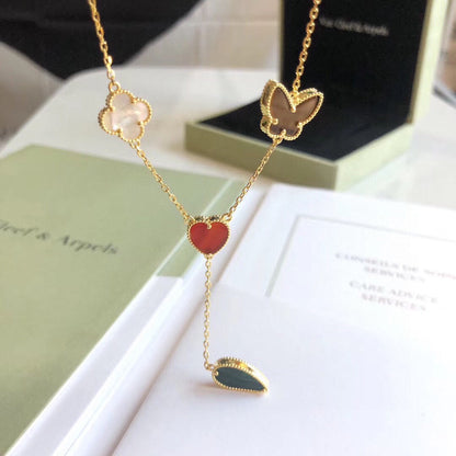 [sparkle Jewelry ]LUCKY SPRING 4 MOTIFS ROSE GOLD NECKLACE
