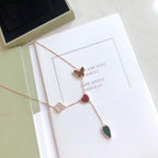 [sparkle Jewelry ]LUCKY SPRING 4 MOTIFS ROSE GOLD NECKLACE