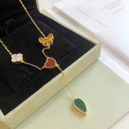 [sparkle Jewelry ]LUCKY SPRING 4 MOTIFS ROSE GOLD NECKLACE