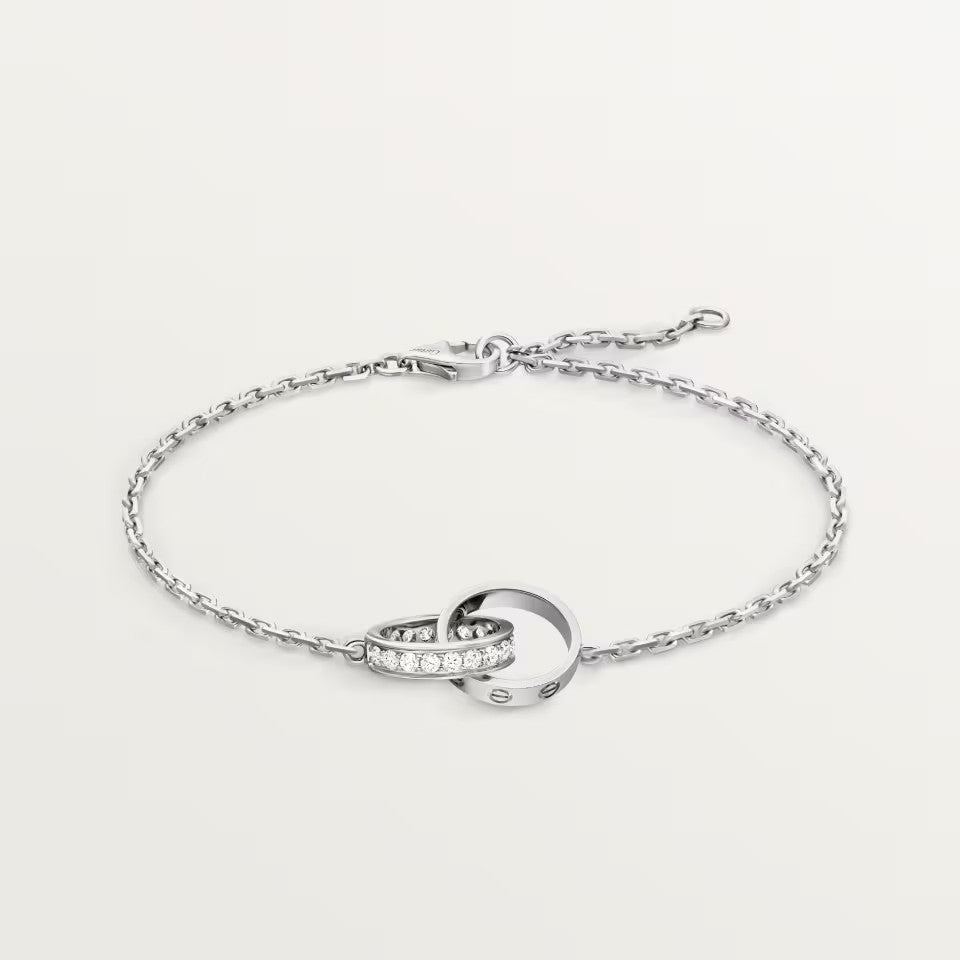 [sparkle Jewelery]LOVE DOUBLE RING HALF DIAMOND BRACELET