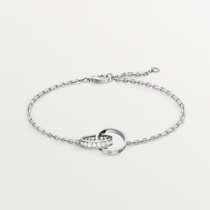 [sparkle Jewelery]LOVE DOUBLE RING HALF DIAMOND BRACELET
