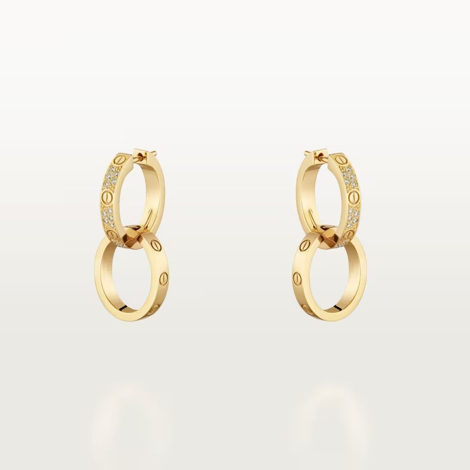 [sparkle Jewelery]LOVE 3.3MM DANGLE HALF DIAMOND EARRINGS