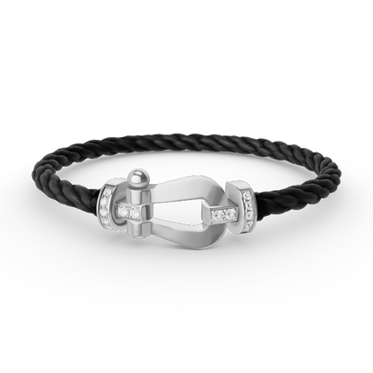 [Sparkle]FORCE GROSSES HUFEISEN HALBDELMAN BRACELET - WEISSGOLD