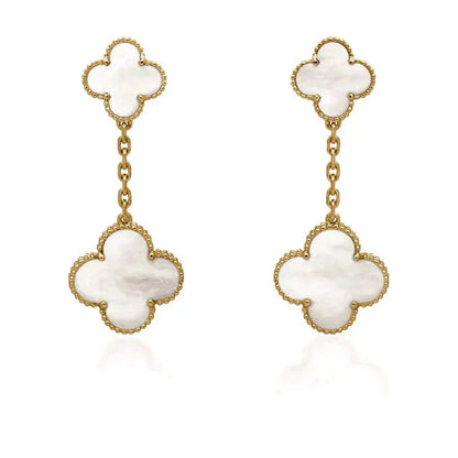 [sparkle Jewelry ]CLOVER 2 MOTIF WHITE MOP EARRINGS
