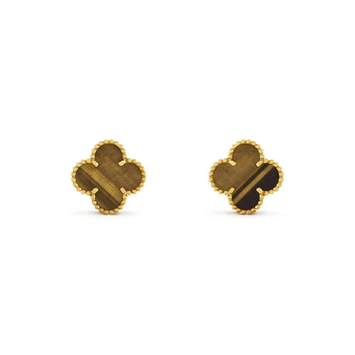 [sparkle Jewelry ]CLOVER MEDIUM 1 MOTIFS TIGER EYE EARRINGS