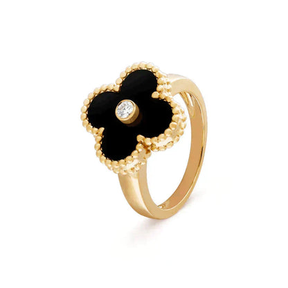 [sparkle Jewelry ]CLOVER ONYX RING GOLD DIAMOND