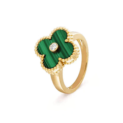 [sparkle Jewelry ]CLOVER MALACHITE RING GOLD DIAMOND