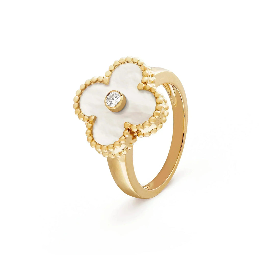 [sparkle Jewelry ]CLOVER PINK MOP RING GOLD DIAMOND