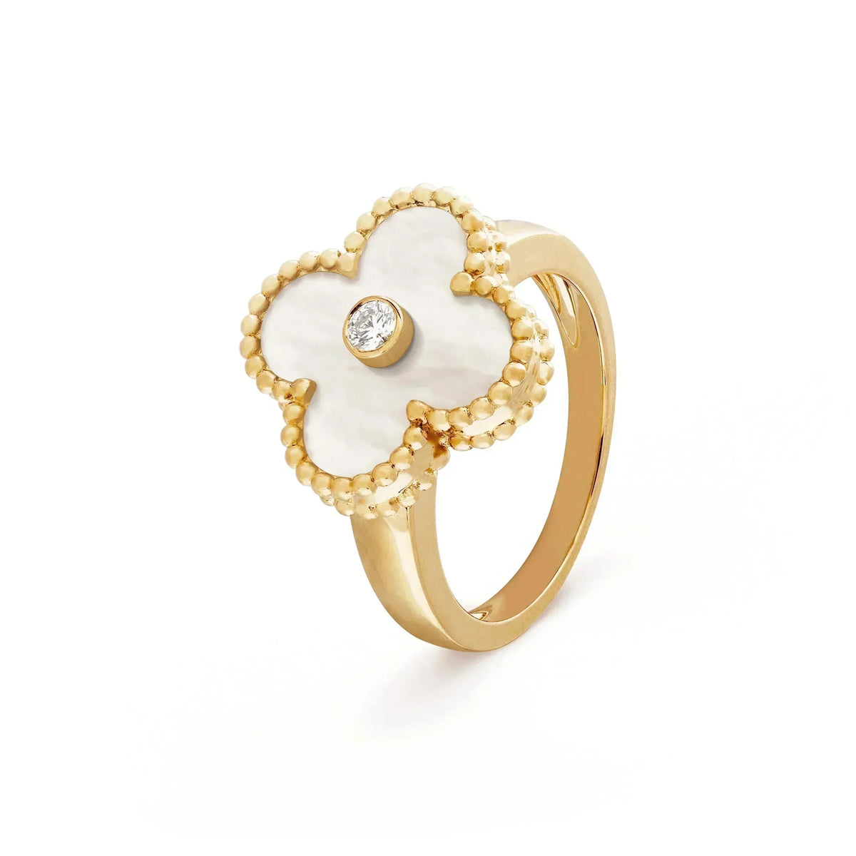 [sparkle Jewelry ]CLOVER PINK MOP RING GOLD DIAMOND
