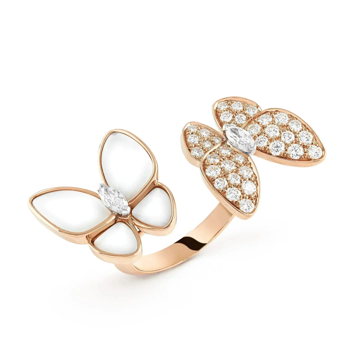 [sparkle Jewelry ]TWIN BUTTERFLY DIAMOND MOP RING